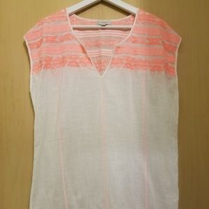 J.Crew Neon Pink Embroidered Linen Tunic